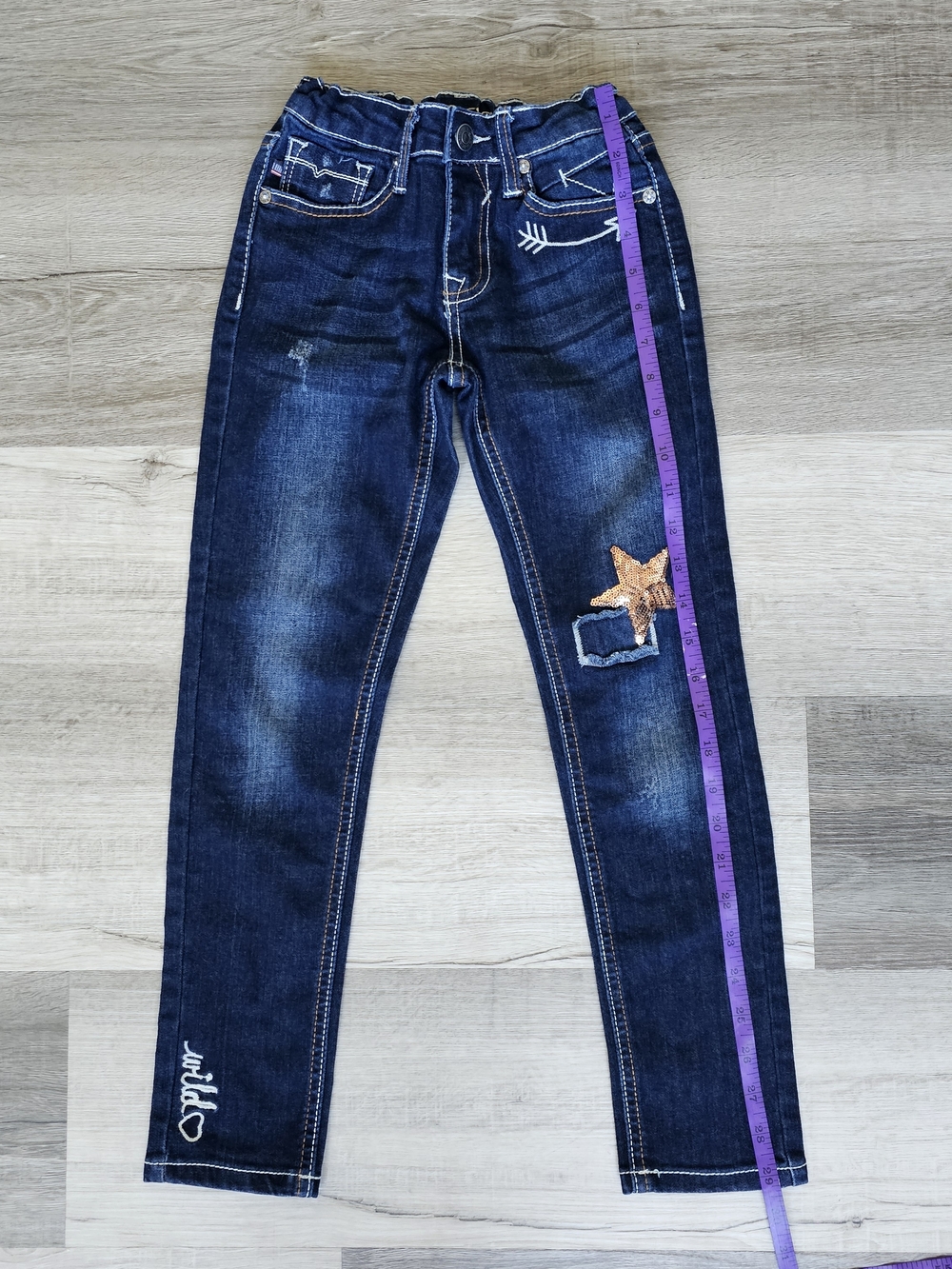 VIGOSS Girls' Dark Blue Embellished Skinny Jeans